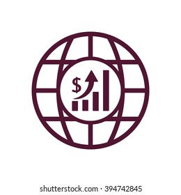 
globe business,graph icon, vector illustration.   Flat design style