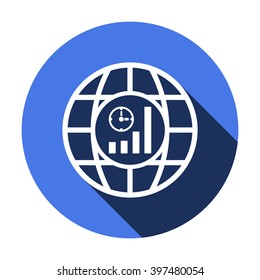 globe business,graph icon, vector illustration.  Flat design style