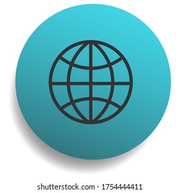 Globe button sign or symbol