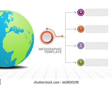 Globe , button and small icons modern infographic template some Elements of this image furnished by NASA