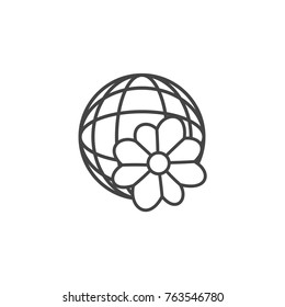Globe button vector icon.