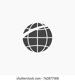 Globe button vector icon on trendy light grey background.