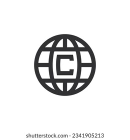Globe C logo design illustration vector template