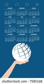 A globe Calendar for 2008 with space for logo and text
