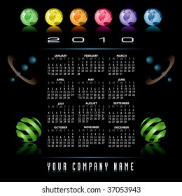 A globe Calendar for 2010 with space company name
