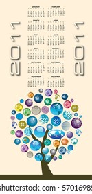 A globe Calendar for 2011 with space for logo and text