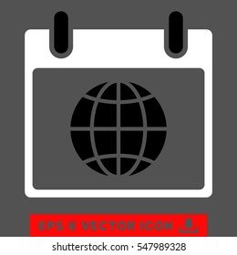Globe Calendar Day icon. Vector EPS illustration style is flat iconic bicolor symbol, black and white colors.