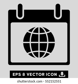 Globe Calendar Day icon. Vector EPS illustration style is flat iconic symbol, black color.