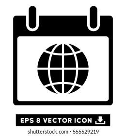 Globe Calendar Day icon. Vector EPS illustration style is flat iconic symbol, black color.