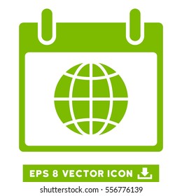 Globe Calendar Day icon. Vector EPS illustration style is flat iconic symbol, eco green color.
