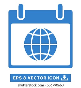 Globe Calendar Day icon. Vector EPS illustration style is flat iconic symbol, cobalt color.