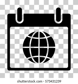 Globe Calendar Day icon. Vector illustration style is flat iconic symbol, black color, transparent background. Designed for web and software interfaces.