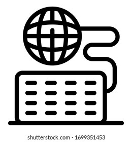 Icono de globo y calendario. Dibujo de globo de esquema y vector de calendario para diseño web aislado en fondo blanco