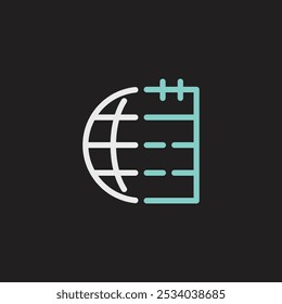 Logotipo del calendario del globo, mínimo, línea, neón