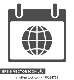 Globe Calendar Page icon. Vector EPS illustration style is flat iconic symbol, gray color.