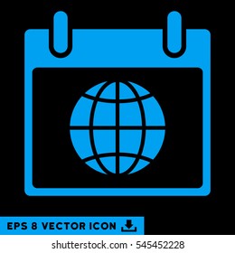 Globe Calendar Page icon. Vector EPS illustration style is flat iconic symbol, blue color.