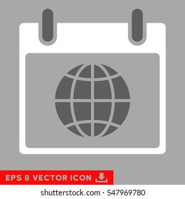 Globe Calendar Page icon. Vector EPS illustration style is flat iconic bicolor symbol, dark gray and white colors.