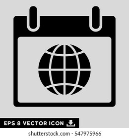 Globe Calendar Page icon. Vector EPS illustration style is flat iconic symbol, black color.