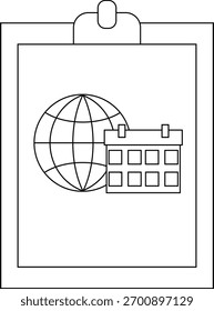 Um globo ocular e calendário sentam-se em uma área de transferência
