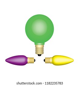 Globe and candle light bulbs. 3D effect vector