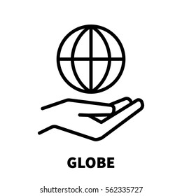 Globe card icon or logo in modern line style. High quality black outline pictogram for web site design and mobile apps. Vector illustration on a white background.