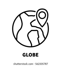 Globe card icon or logo in modern line style. High quality black outline pictogram for web site design and mobile apps. Vector illustration on a white background.