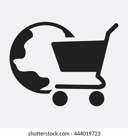 Globe cart icon illustration isolated vector sign symbol