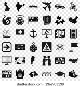 Globe cartography icons set. Simple style of 36 globe cartography vector icons for web for any design