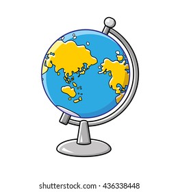 Globe cartoon icon isolated, eastern hemisphere.
