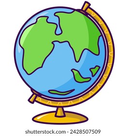 globe cartoon sticker vector illustration