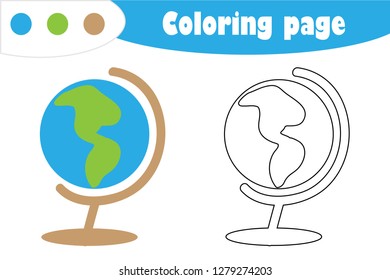 Globe Cartoon Style Coloring Page Education Stock Vector (Royalty Free ...