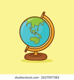 Globe Cartoon Vector Flat Illustration Concept Isolated