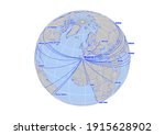 Globe centered to Madrid, Spain. Vector map showing Madrid, Spain