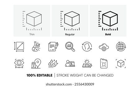 Globe, Charging station and Canister oil line icons. Pack of Online education, Chemistry lab, Data analysis icon. Cloud computing, Face id, Augmented reality pictogram. Energy inflation. Vector