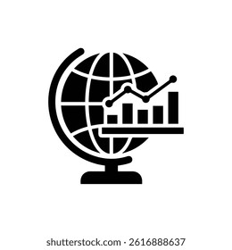 Globe with Chart Inside Representing International Business Analysis