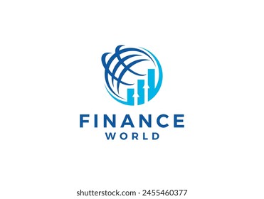 globe chart logo design. creative diagram finance symbol icon vector