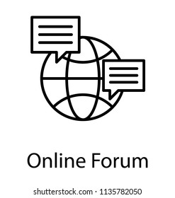 
A globe with chat bubbles, global communication
