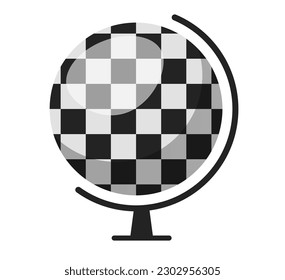 Globe checkered chess piece board game isolated concept. Vector graphic design element illustration