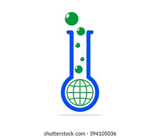 globe chemical chemist erlenmeyer flask scientist image vector