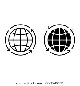 globe with circle arrow, internet loading icon vector
