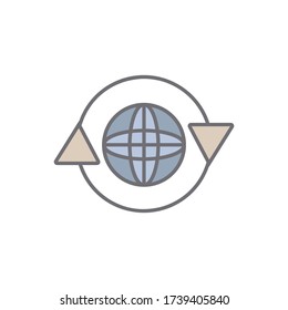 Globe in a circle icon. Simple outline colored vector of sustainable energy icons for ui and ux, website or mobile application