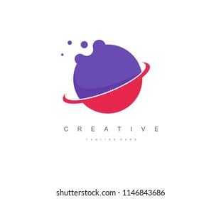 Globe circle with ring swoosh design logo