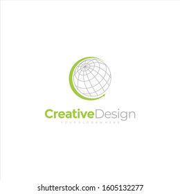 globe circle round dot spread 3D logo vector icon illustration