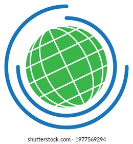 Globe and circles, earth and recycling logo 