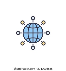 Globe with Circles vector concept Science colored icon or sign