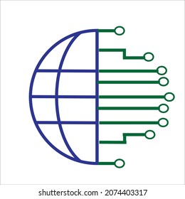 The globe with circuit sign showing connectivity and analysis concept 