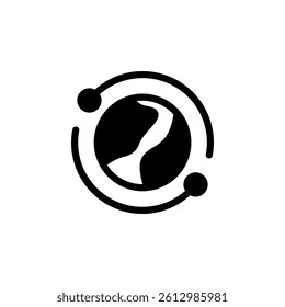 Globe with circular network. Represents global connectivity, technology, networking, and international relationships. Ideal for websites, apps, or global business, internet, or communication
