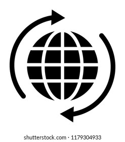 
Globe with circulating arrows symbolising global connections 
