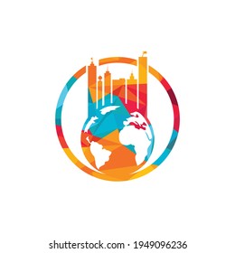 Globe City Vektor Logo Design Konzept. Globe und Design Logo-Design-Vorlage.