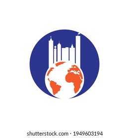 Globe City Vektor Logo Design Konzept. Globe und Design Logo-Design-Vorlage.